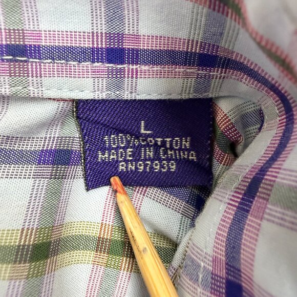 Alan Flusser Men's Luxury Button Down Shirt Old Money 100% Cotton Multicolor, L - Picture 5 of 11